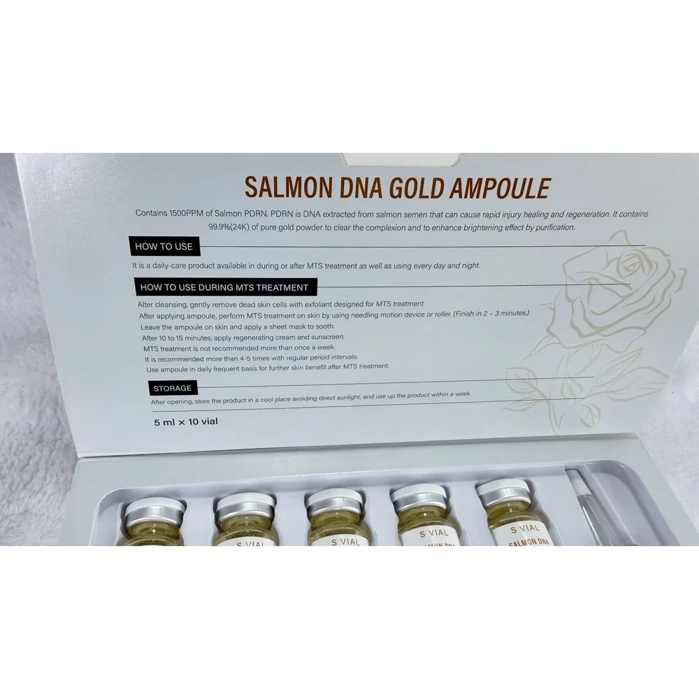 S VIAL Salmon DNA Gold Ampoule Kit PDRN Korean Serum Skin Booster BB Glow 10x5ml